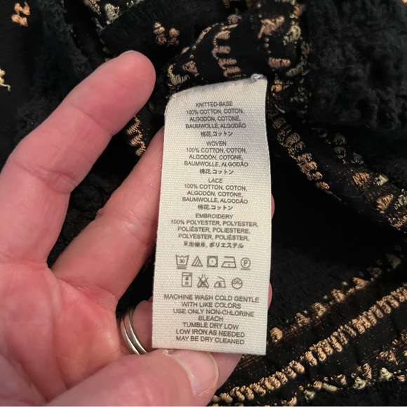 Free People Santorini Tank Top Crochet Trim Embroidered Smocked Back Size L EUC - Picture 9 of 14